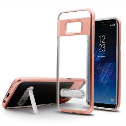 Samsung Galaxy S8 Plus Clear Armor Bumper Kickstand Case (Rose Gold)